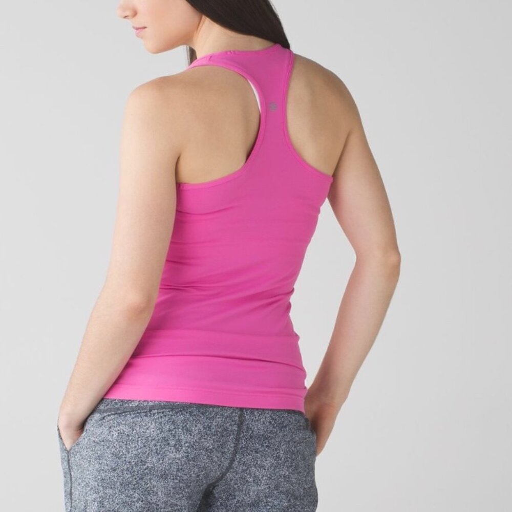 Lululemon‎ Cool Racerback Hot Pink Neon Pink Size 4 Scoop Neck Activewear Gym